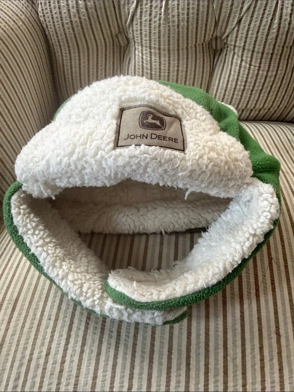 John Deere Green and Cream Sherpa Trapper Hat
